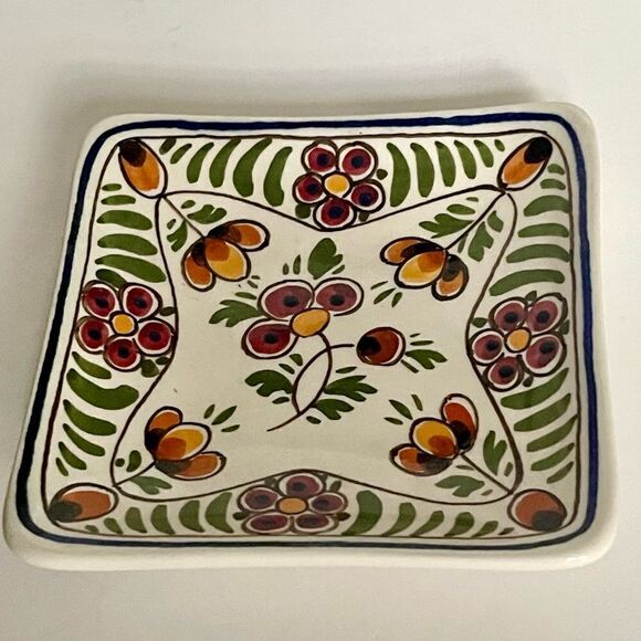 Vintage DP Delft Handpainted Floral 4” Tidbit Tray - Picture 7 of 15